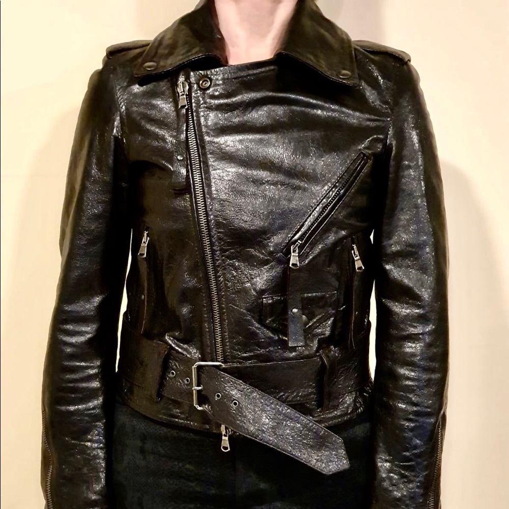 ADELE FADO Black Patent Genuine Leather Moto